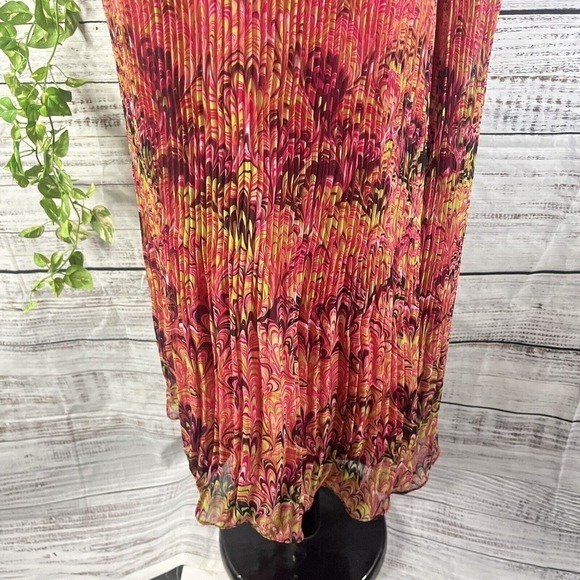 Krazy Kat Skirt size XXL Pink Green Paisley Pleated Sheer Midi Modest Boho - Picture 11 of 13